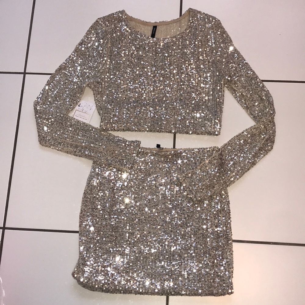 cropped two piece with sequins